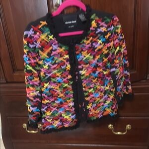 Michael Kors Colorful Cross-Stitch Cardigan